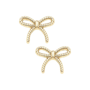 Bessie Rope Bow Stud Earrings in Shiny Gold