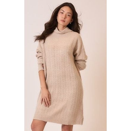 Naomi Cable Knit Sweater Mini Dress - Oatmeal