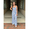 Camellia Floral Vicky Wide Leg Jumpsuit - White/Blue/Multi