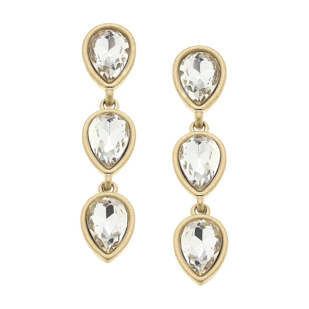 Jordan Rhinestone Teardrop Earrings - Clear