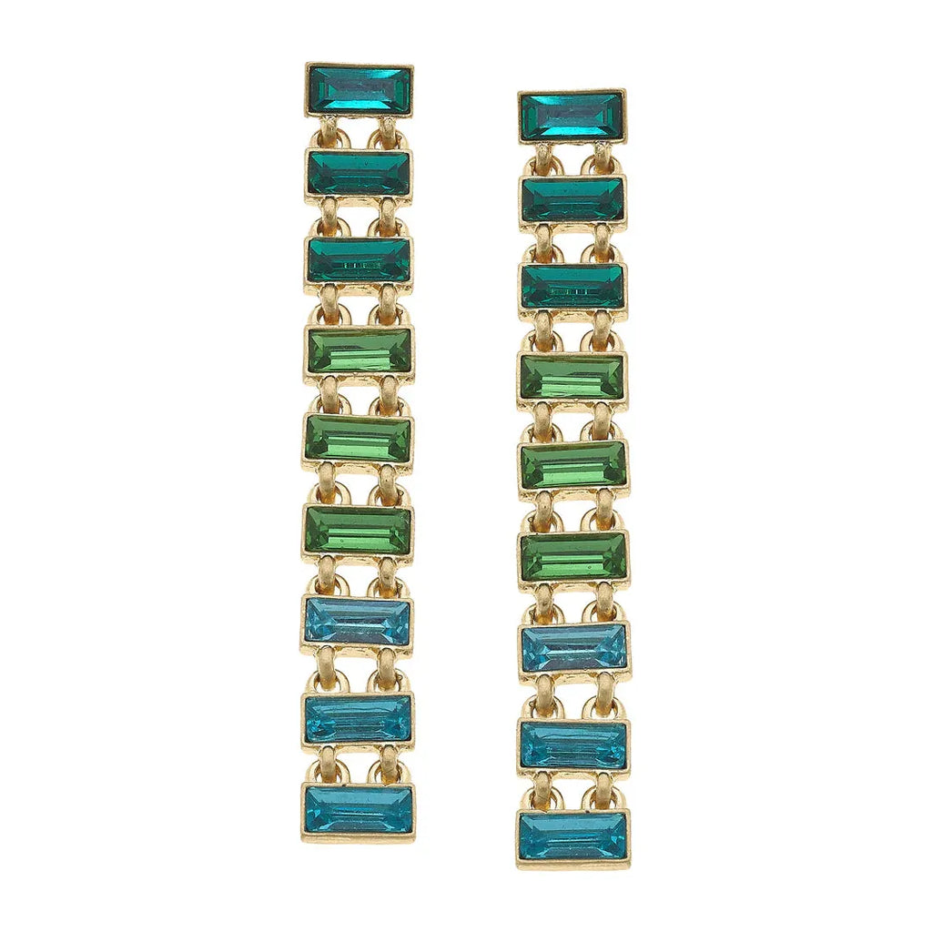 Katherine Rhinestone Teardrop Earrings - Aqua