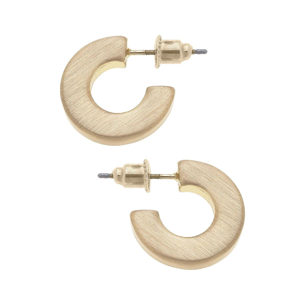 Emmy Small Flat Hoop Earrings - Satin Gold