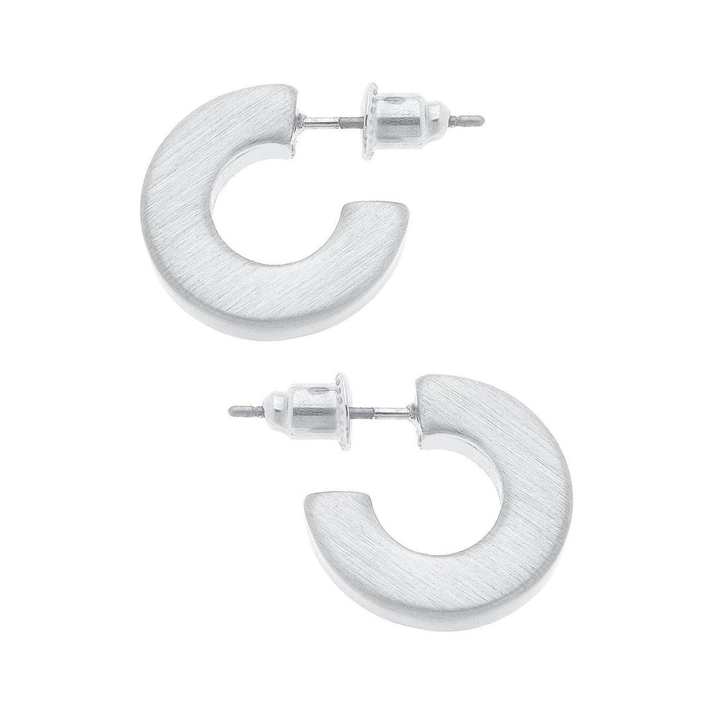 Emmy Small Flat Hoop Earrings - Satin Silver