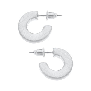 Emmy Small Flat Hoop Earrings - Satin Silver