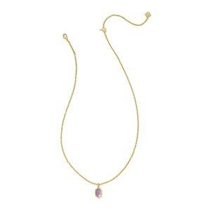 KENDRA SCOTT HALLIE SHORT PENDANT NECKLACE GOLD PURPLE WATERCOLOR ILLUSION