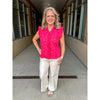 Cerise Floral Ruffle Blouse - Magenta/Pink