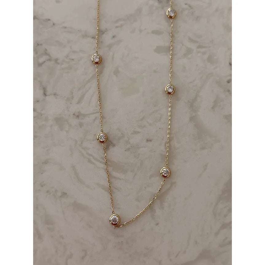 CHANSUTTPEARLS Dainty Faux Diamond Necklace - Gold