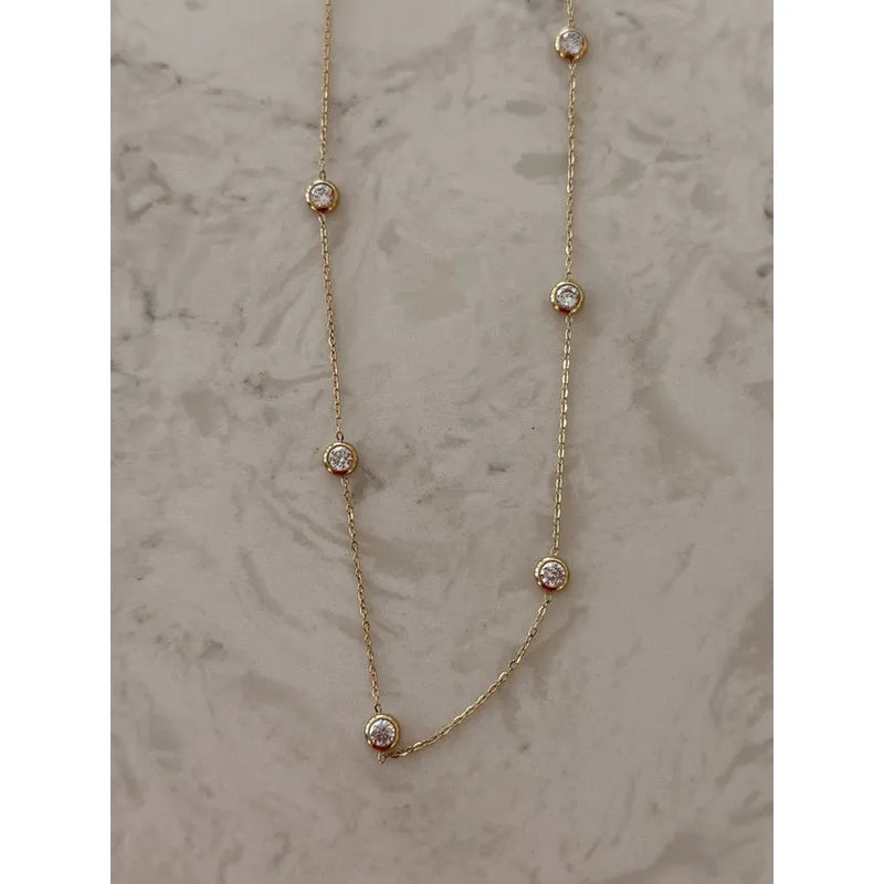 CHANSUTTPEARLS Dainty Faux Diamond Necklace - Gold