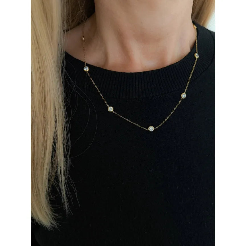 CHANSUTTPEARLS Dainty Faux Diamond Necklace - Gold