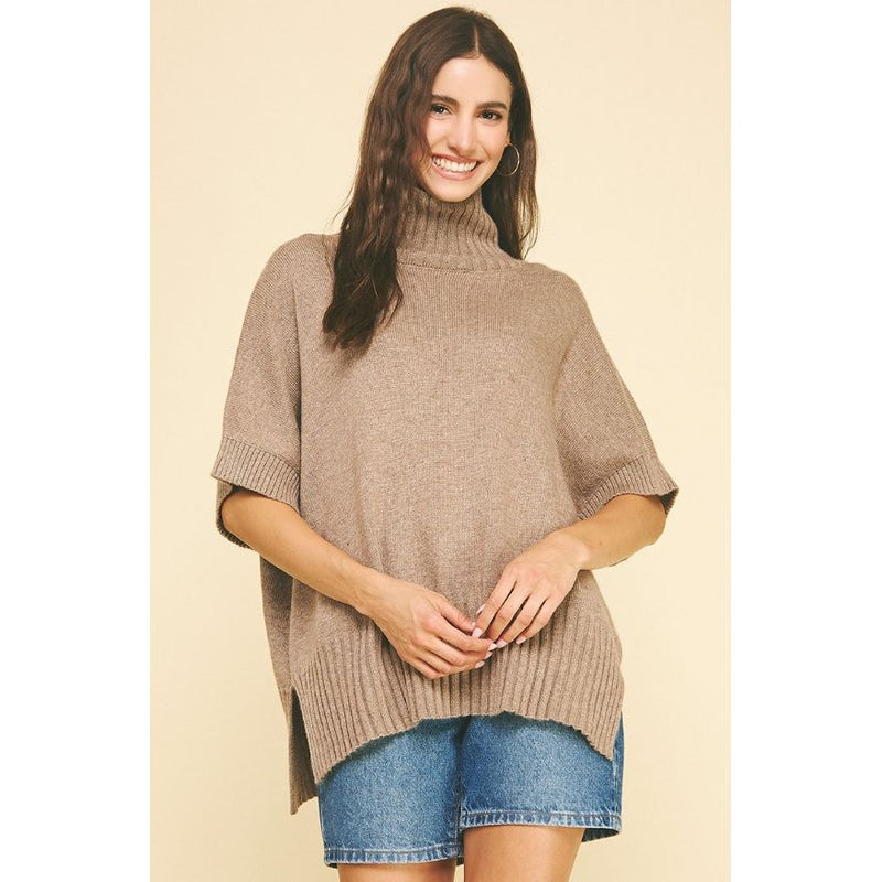 Charlene Turtle Neck Short Sleeve Sweater - Coco