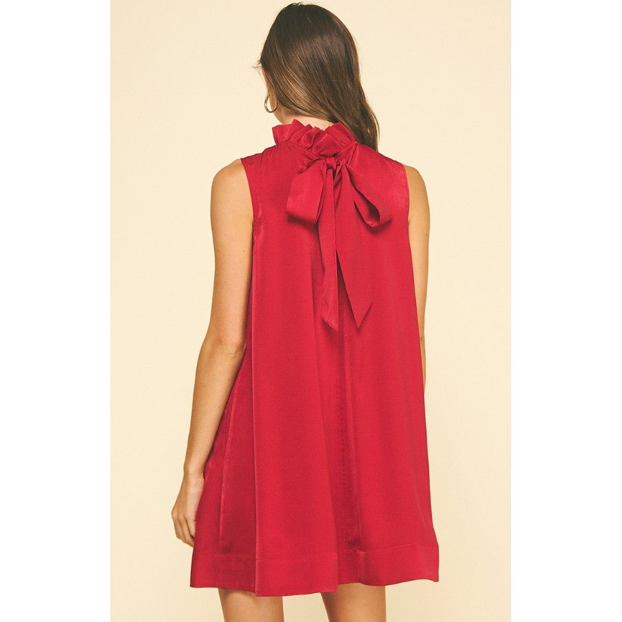 Chelsea Mini Dress With Back Tie - Red