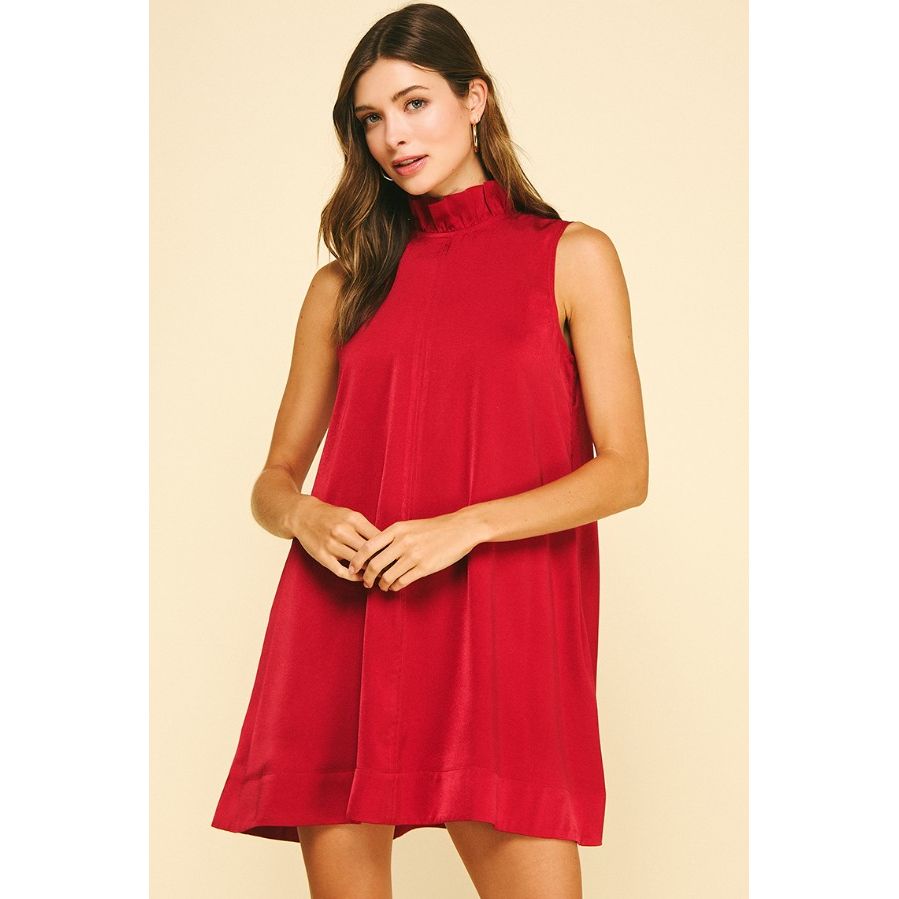 Chelsea Mini Dress With Back Tie - Red