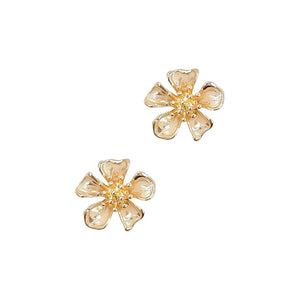 Flower Petal Post Earrings -Gold