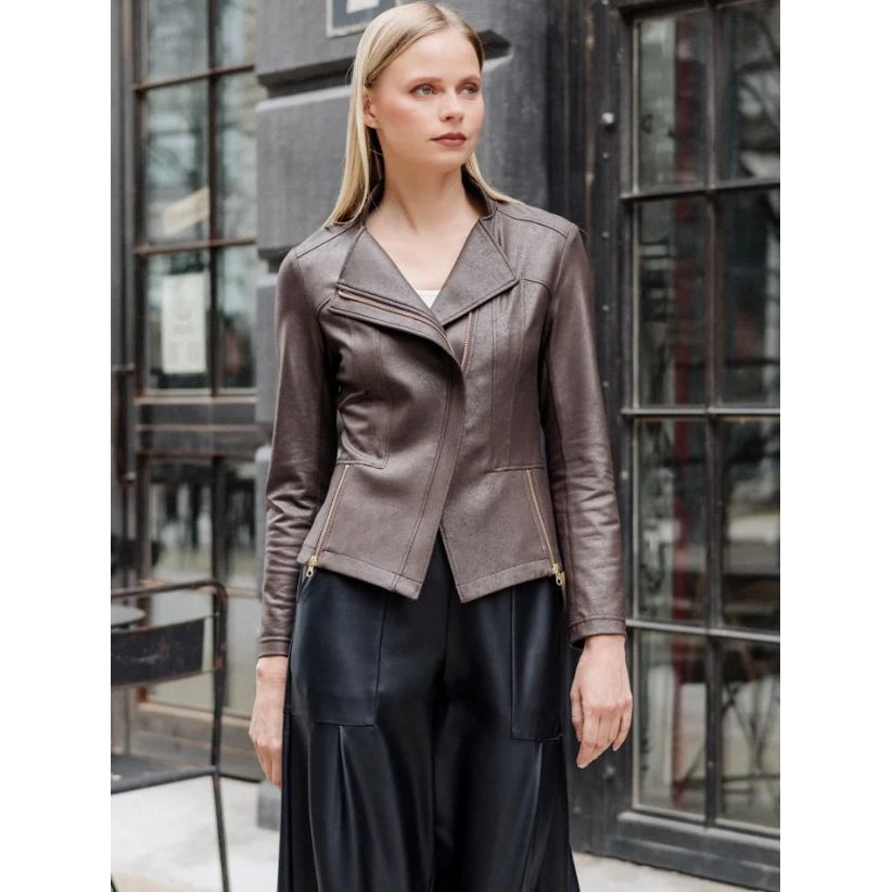 Clara Sunwoo Liquid Leather Signature Jacket - Brown