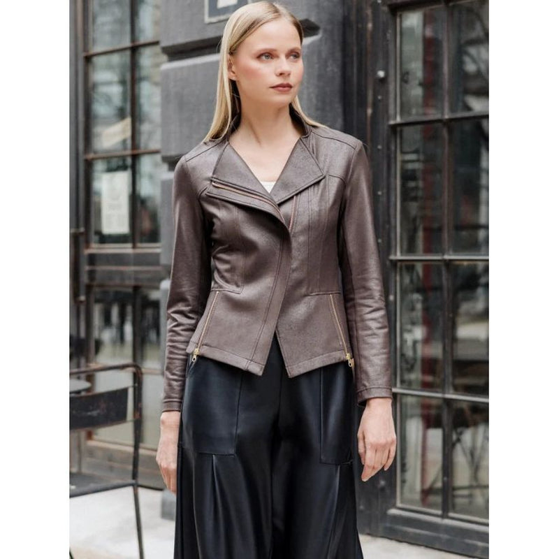 Clara Sunwoo Liquid Leather Signature Jacket - Brown