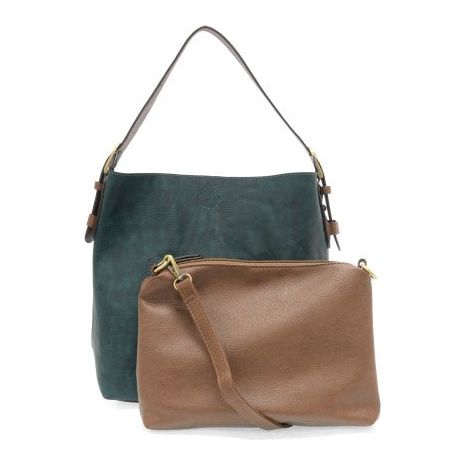 Roanoke Classic Hobo Handbag - Vivid Deep Teal/Coffee