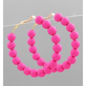 Clay Ball Earrings - Fuchsia