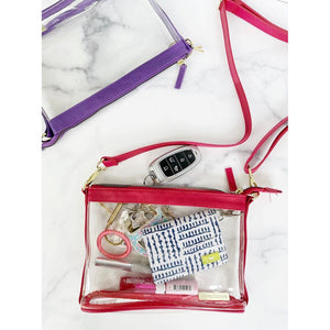 Clear Small Crossbody - Red and Gold Accents