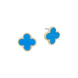 Clover Post Earrings - Blue