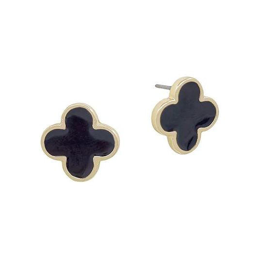 Clover Post Earrings - Black