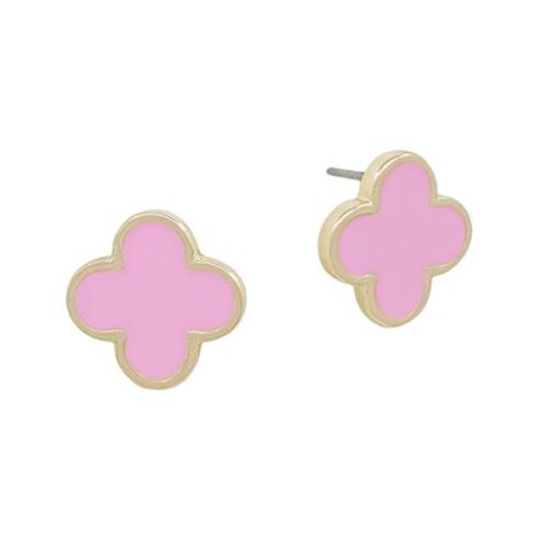 Clover Post Earrings - Pink