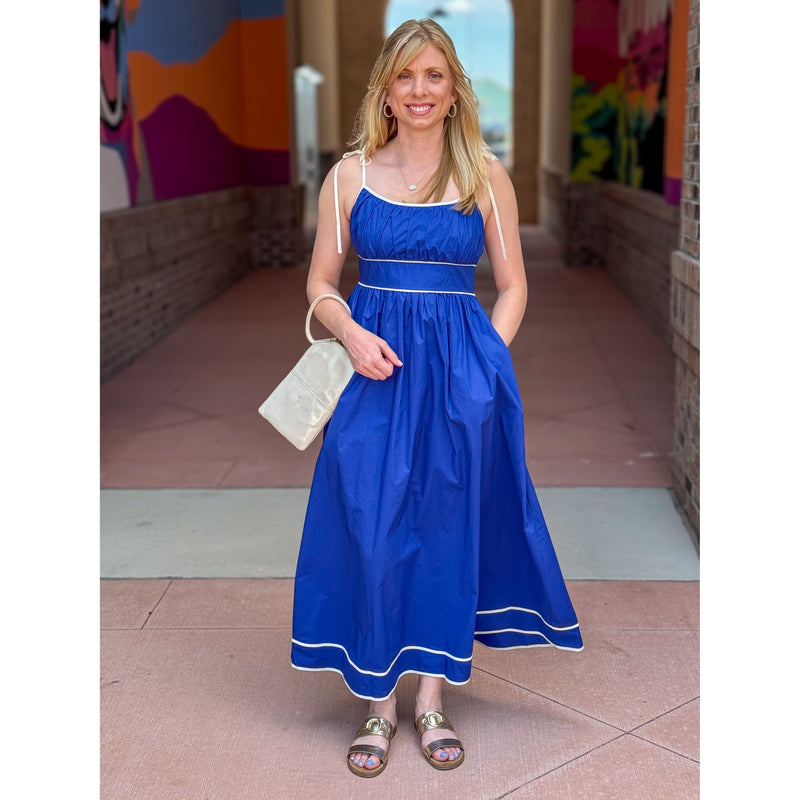 Oaklyn Contrast Strap Maxi Dress - Cobalt Blue