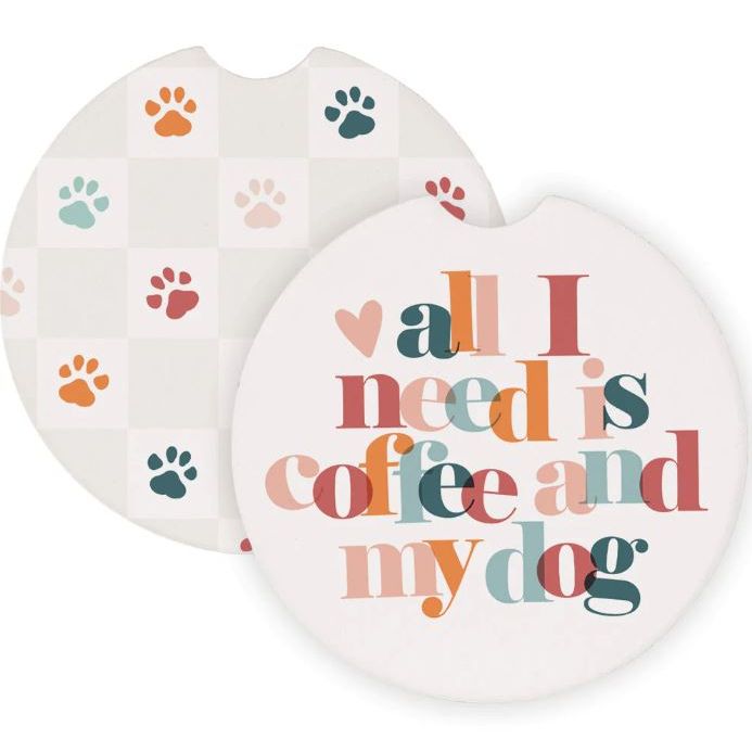 Coffee Dog Paw Prints - Car Coasters