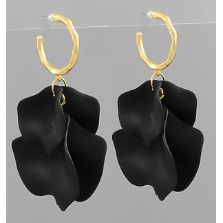 Petal Drop Earrings - Black