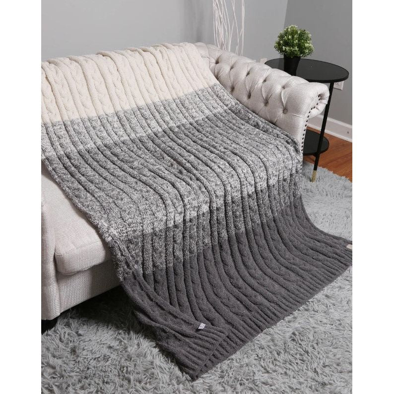 Color-Gradient Knit Luxury Soft Throw Blanket - Gray