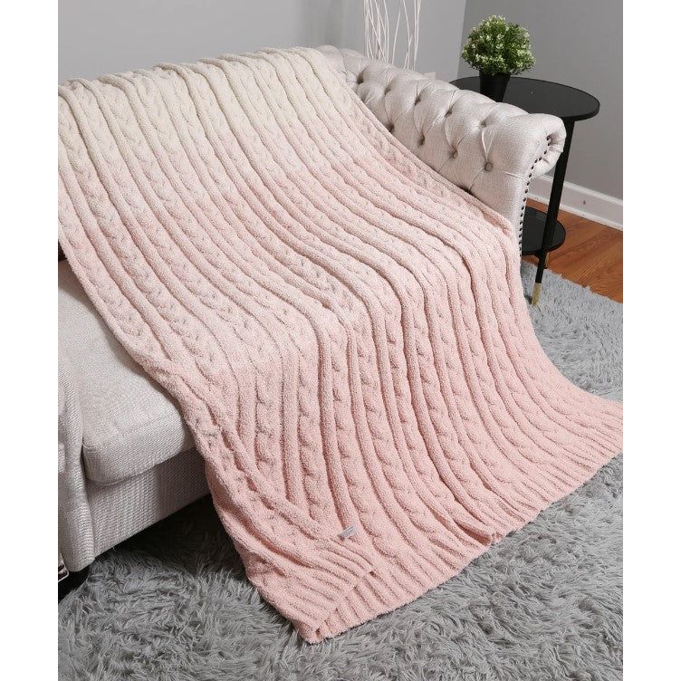 Color-Gradient Knit Luxury Soft Throw Blanket - Pink