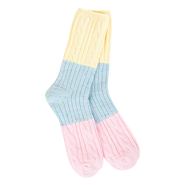 Weekend Confetti Cable Crew Socks - Denim Multi