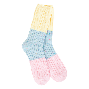 Weekend Confetti Cable Crew Socks - Denim Multi