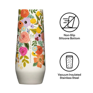 Corkcicle Stemless Champagne Flute - 7 oz Rifle Paper - Garden Party Cream