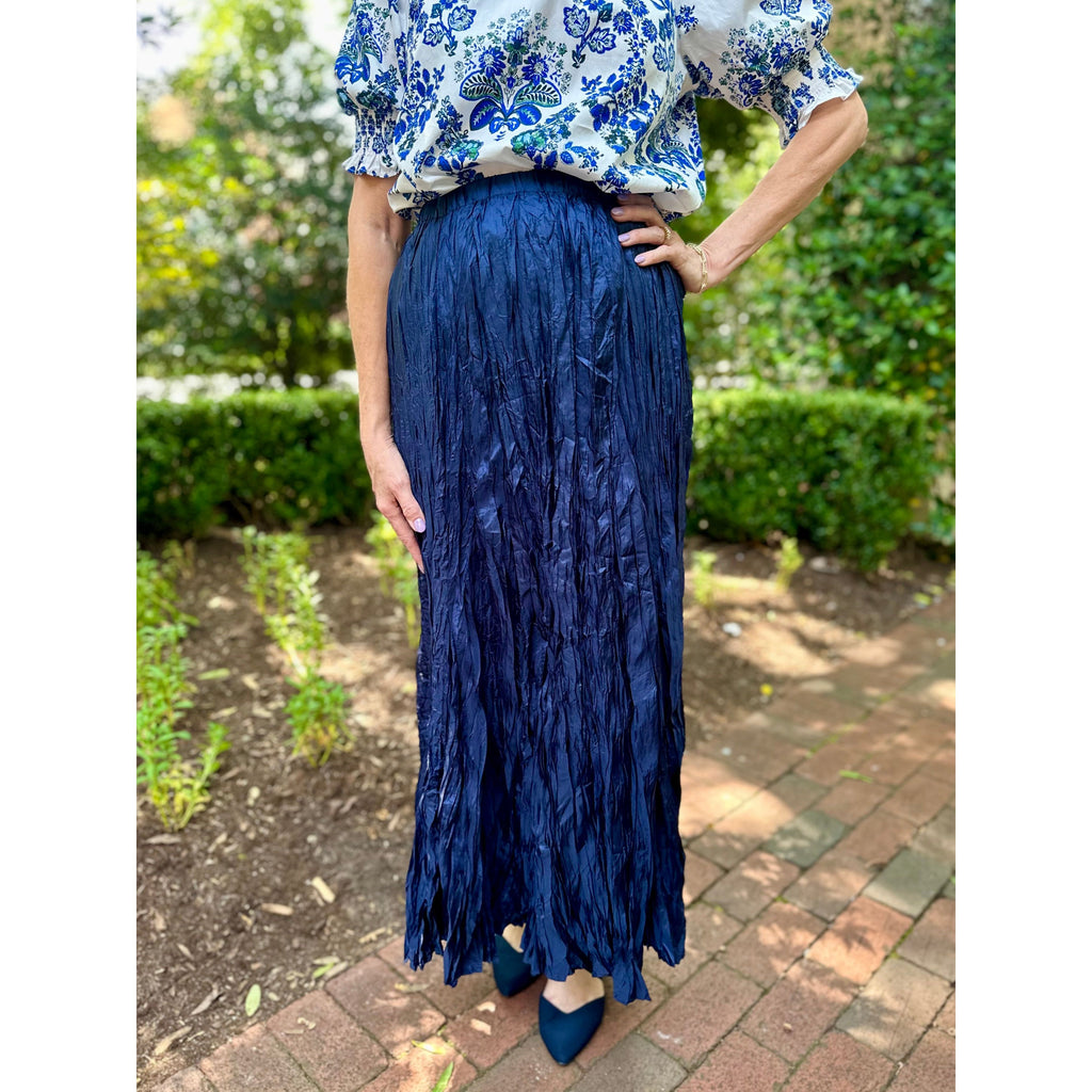 Kimber Crinkled Maxi Skirt - Deep Navy