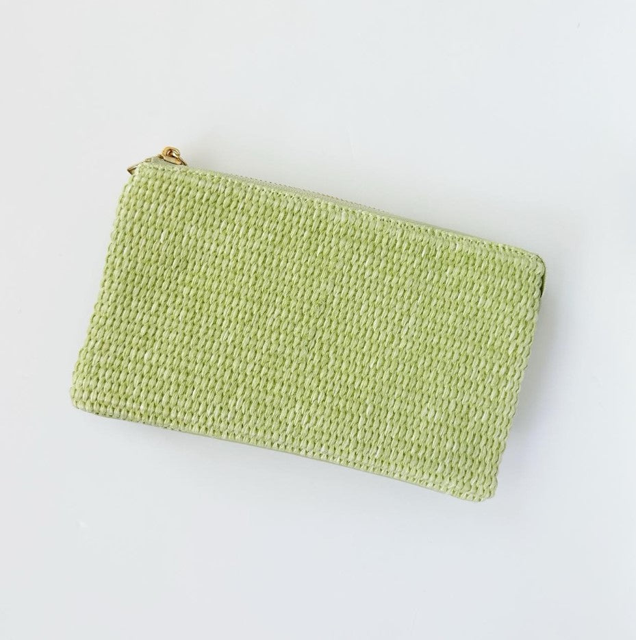 Riley Straw Light Green Crossbody Wristlet