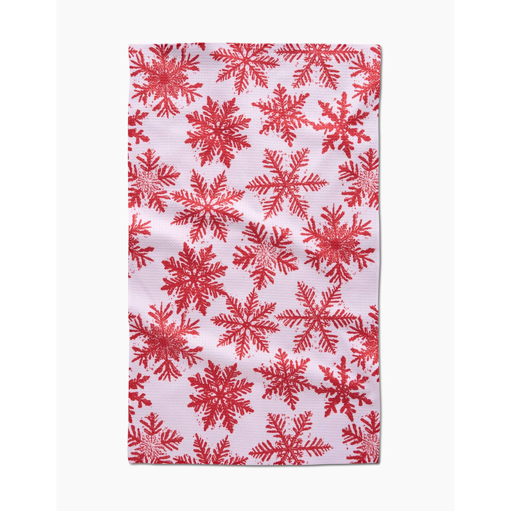 Geometry Tea Towel - Snowy Days Red