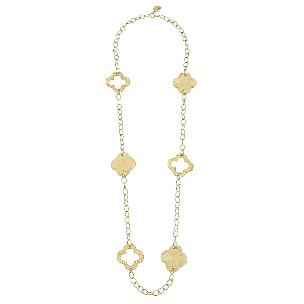 Susan Shaw Gold Clover Chain Necklace