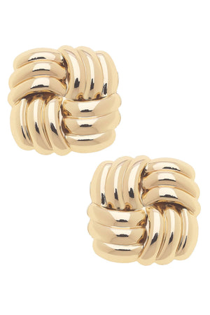 Desi Sculpted Cable Stud Earrings in Shiny Gold