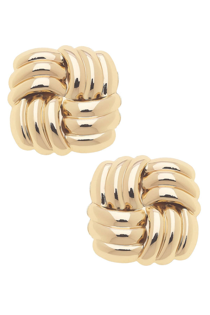 Desi Sculpted Cable Stud Earrings in Shiny Gold