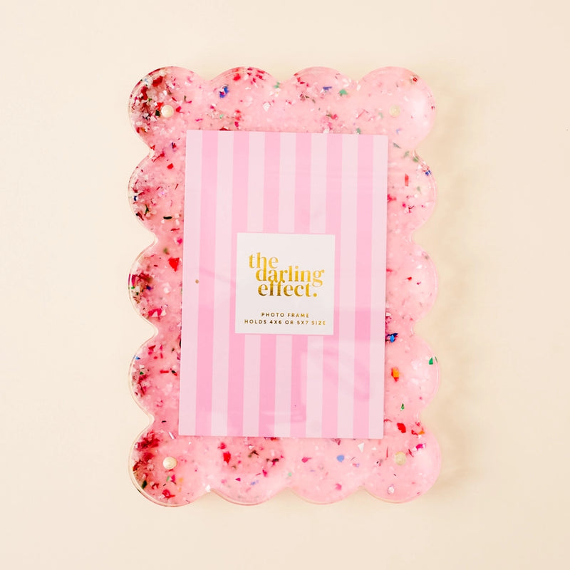Mini Acrylic Picture Frame Magnet - Confetti Pink