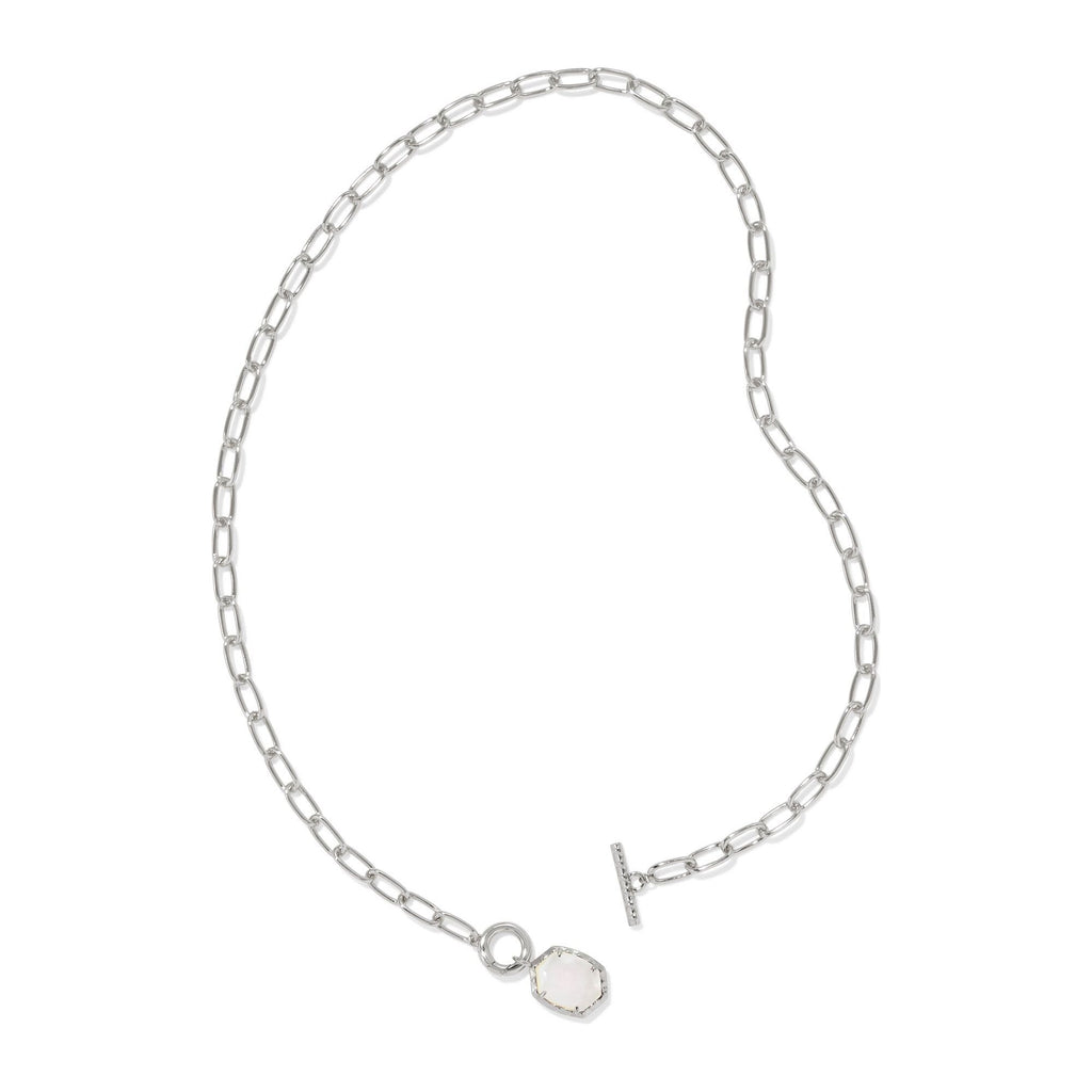 KENDRA SCOTT DAPHNE LINK AND CHAIN NECKLACE SILVER IVORY MOTHER OF PEARL