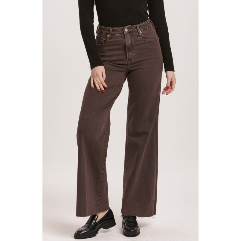 Dear John Fiona High Rise Wide Leg Jeans - Mocha Brown