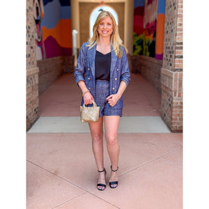 Lauren Back Elastic Shorts - Denim Blue