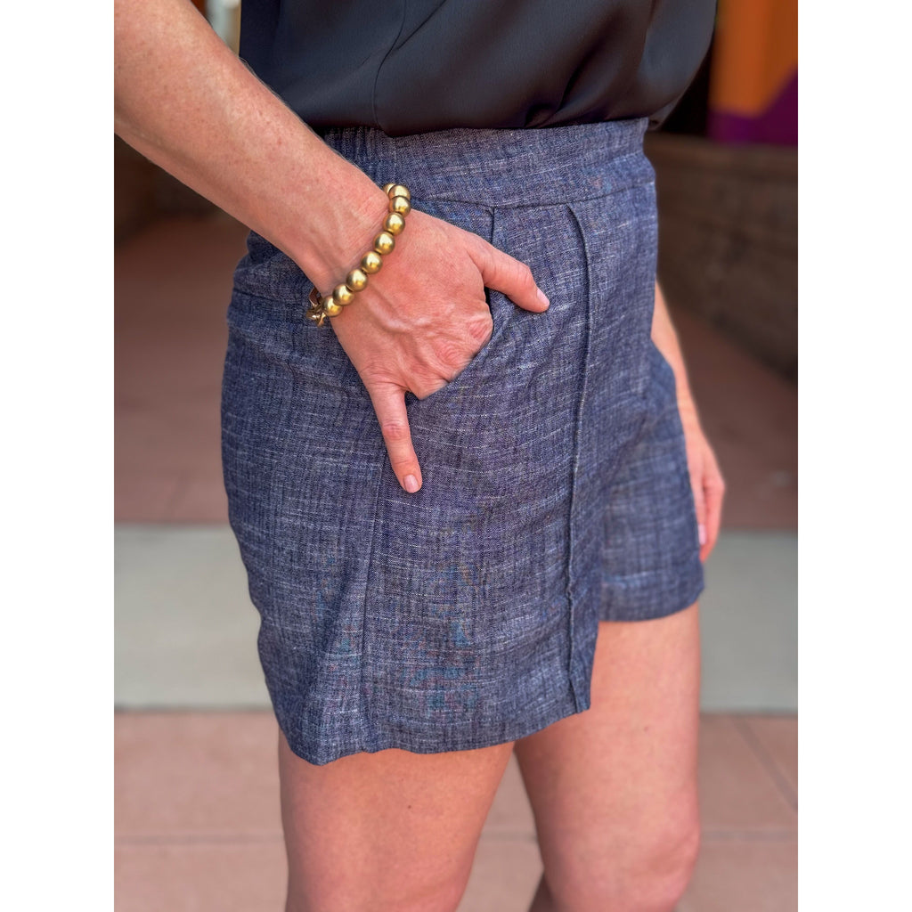 Lauren Back Elastic Shorts - Denim Blue