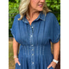 Christie Pleated Waist Midi Dress - Denim
