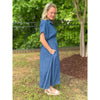 Christie Pleated Waist Midi Dress - Denim
