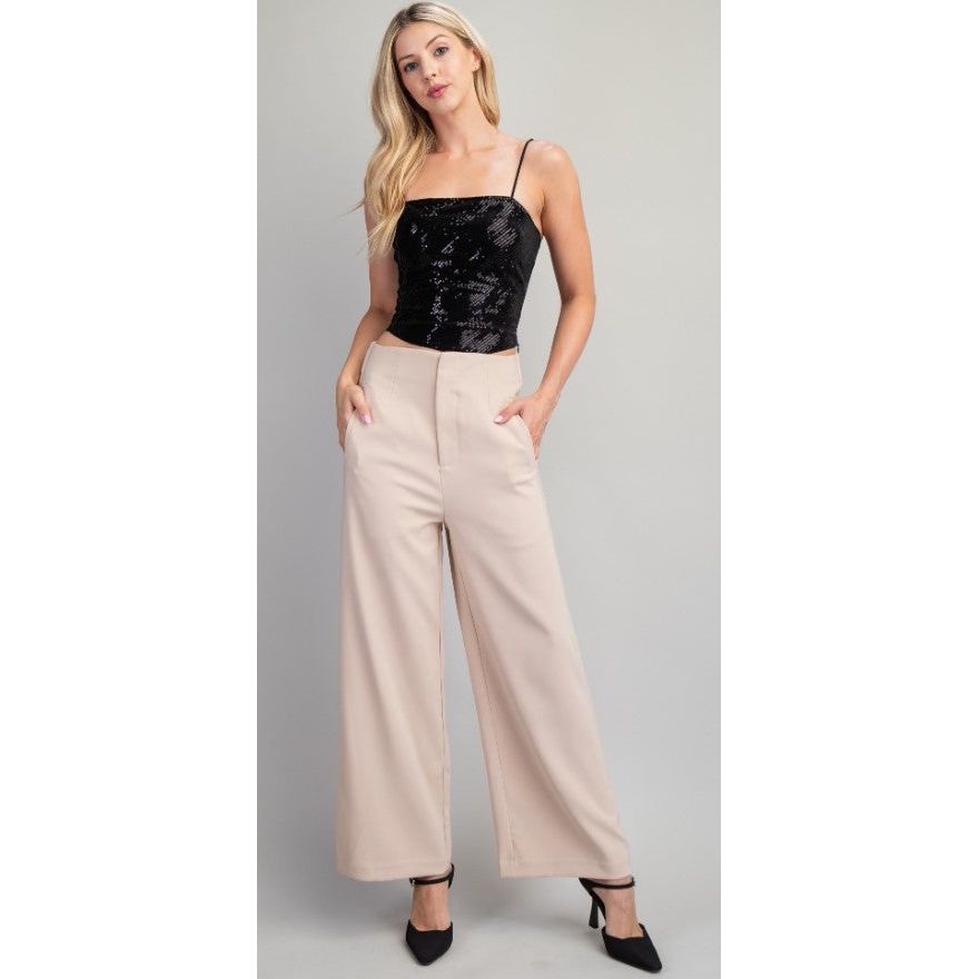Derica High Waist Pants - Beige