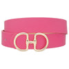Designer Inspired Faux Leather Belt - Fuschia with D Link Gold Buckle