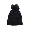 Diamond Rib Pom Pom Hat - Black