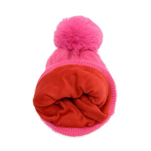 Diamond Rib Pom Pom Hat - Pink